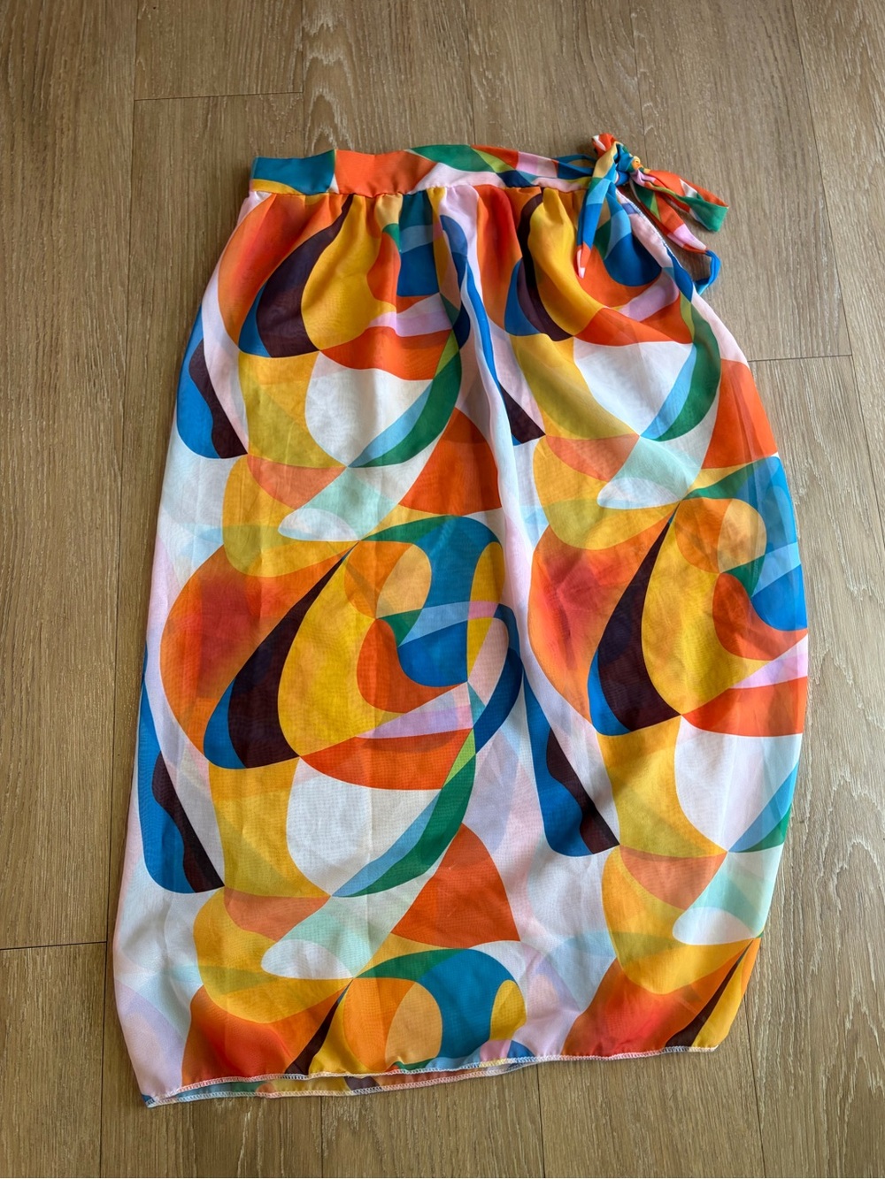 Multi-Color Abstract Wrap Sarong Swim Cover-Up
